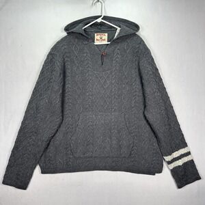 Birdwell Beach Britches Baja Fisherman Sweater Mens 2XL Gray Hoodie Pullover EUC